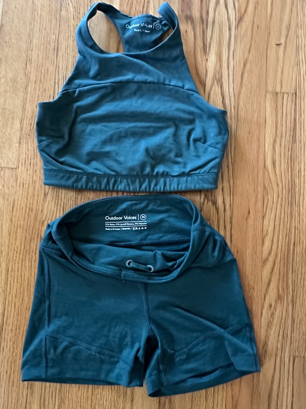 Outdoor Voices Deep green sports bra set